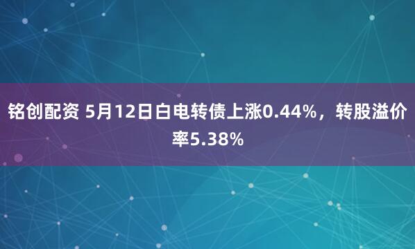 铭创配资 5月12日白电转债上涨0.44%，转股溢价率5.38%