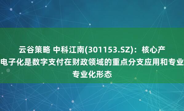 云谷策略 中科江南(301153.SZ)：核心产品支付电子化是数字支付在财政领域的重点分支应用和专业化形态