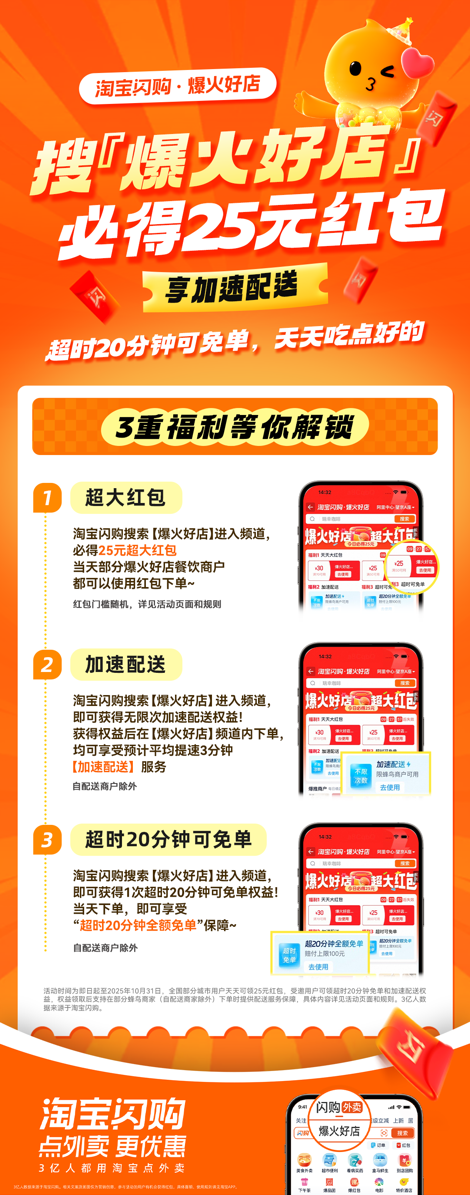 同花顺配资 海量财经丨淘宝闪购双11：“爆火好店”推出加速配送、超时免单和大额红包三大福利